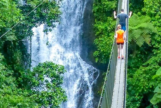 Crossing a 350 foot suspension bridge