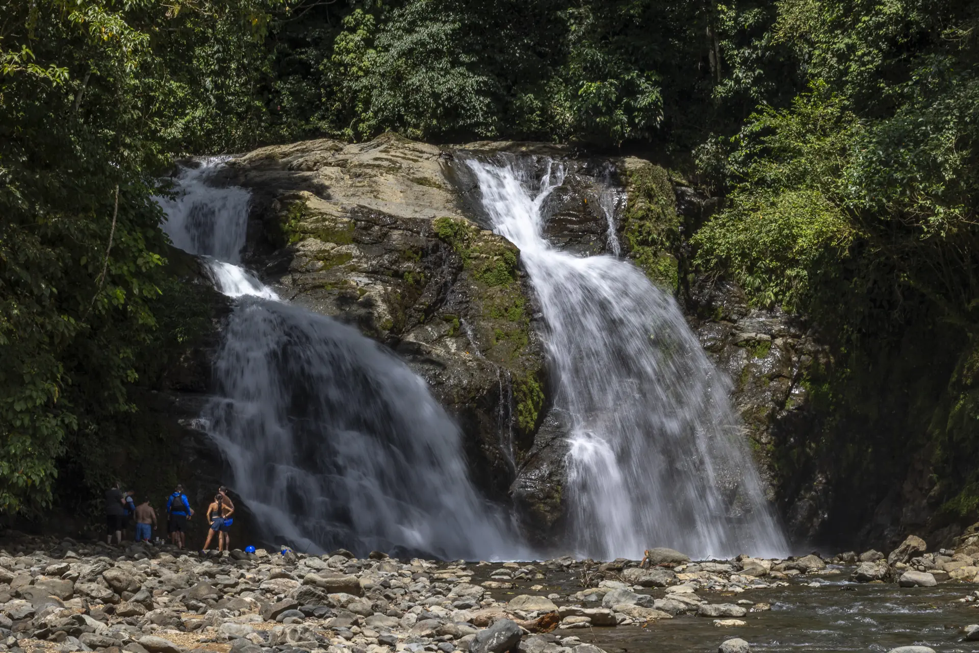 Twin waterfall in the rainforest of the reserve
