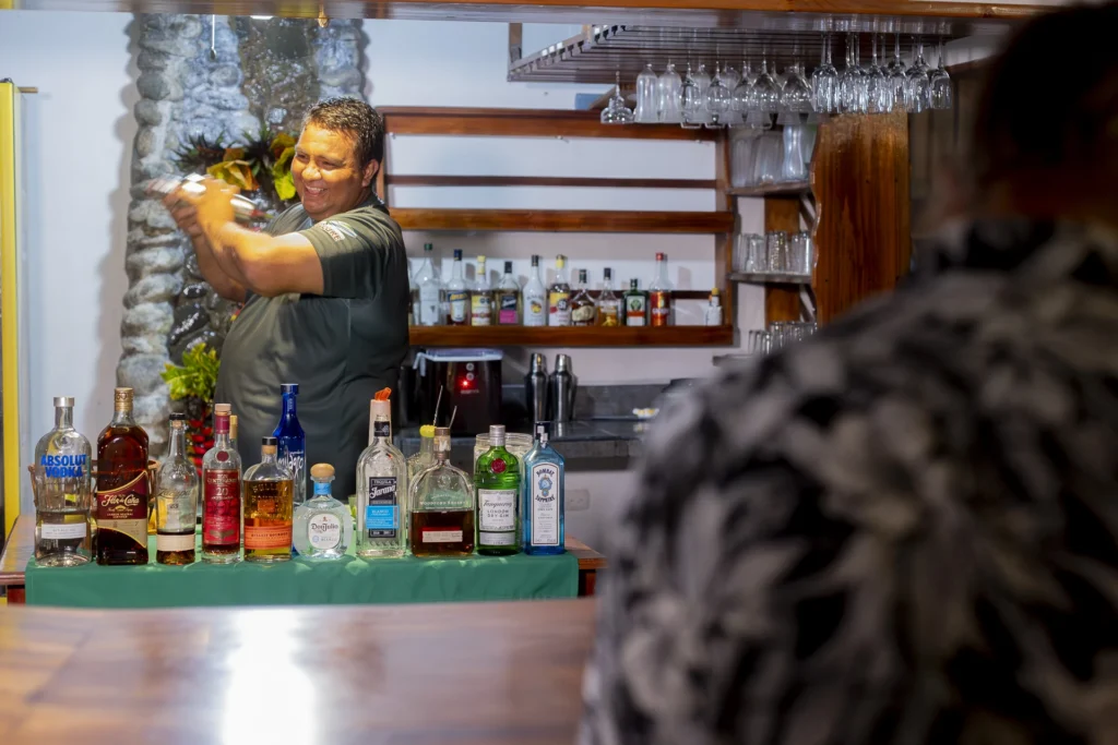 Cocktails being made at the bar
