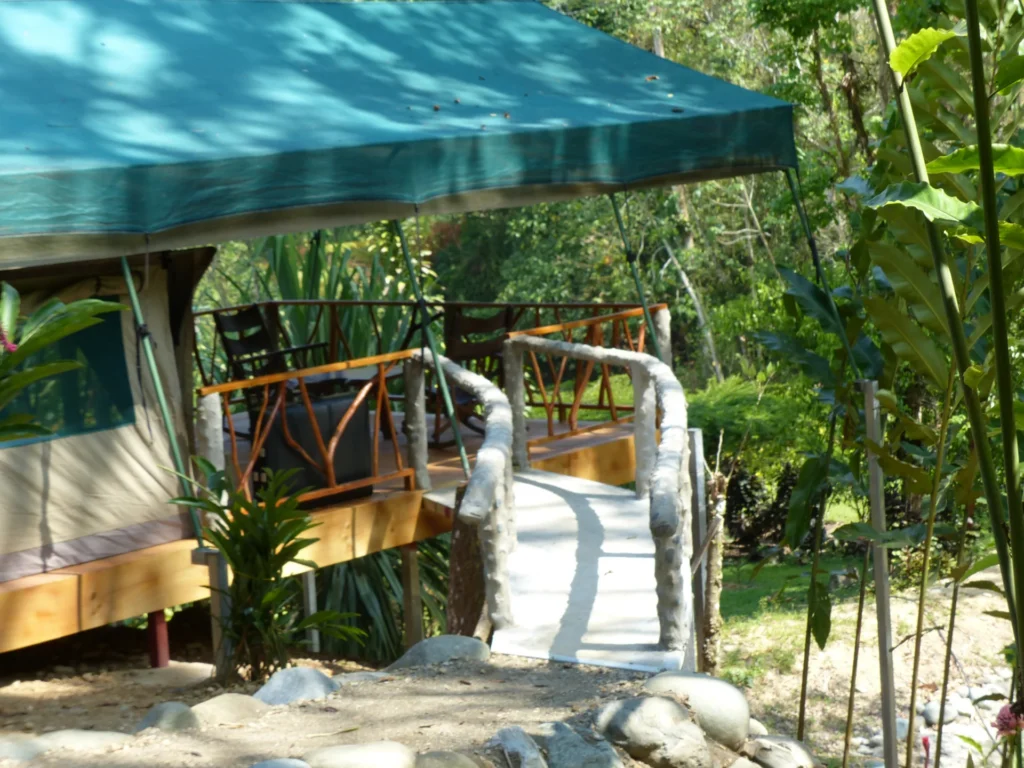 Footbridge up to a safari tent